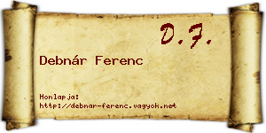 Debnár Ferenc névjegykártya
