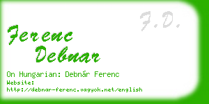 ferenc debnar business card