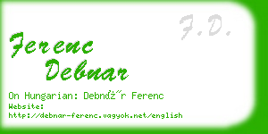 ferenc debnar business card